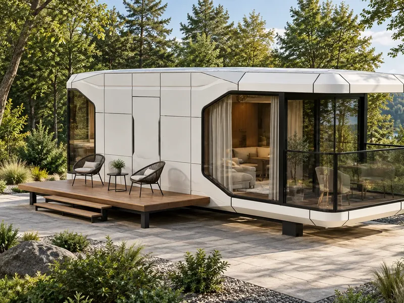 Капсульный дом Apple House на стальном каркасе с балконом