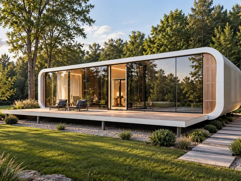 Модульный дом из дерева Apple House с террасой